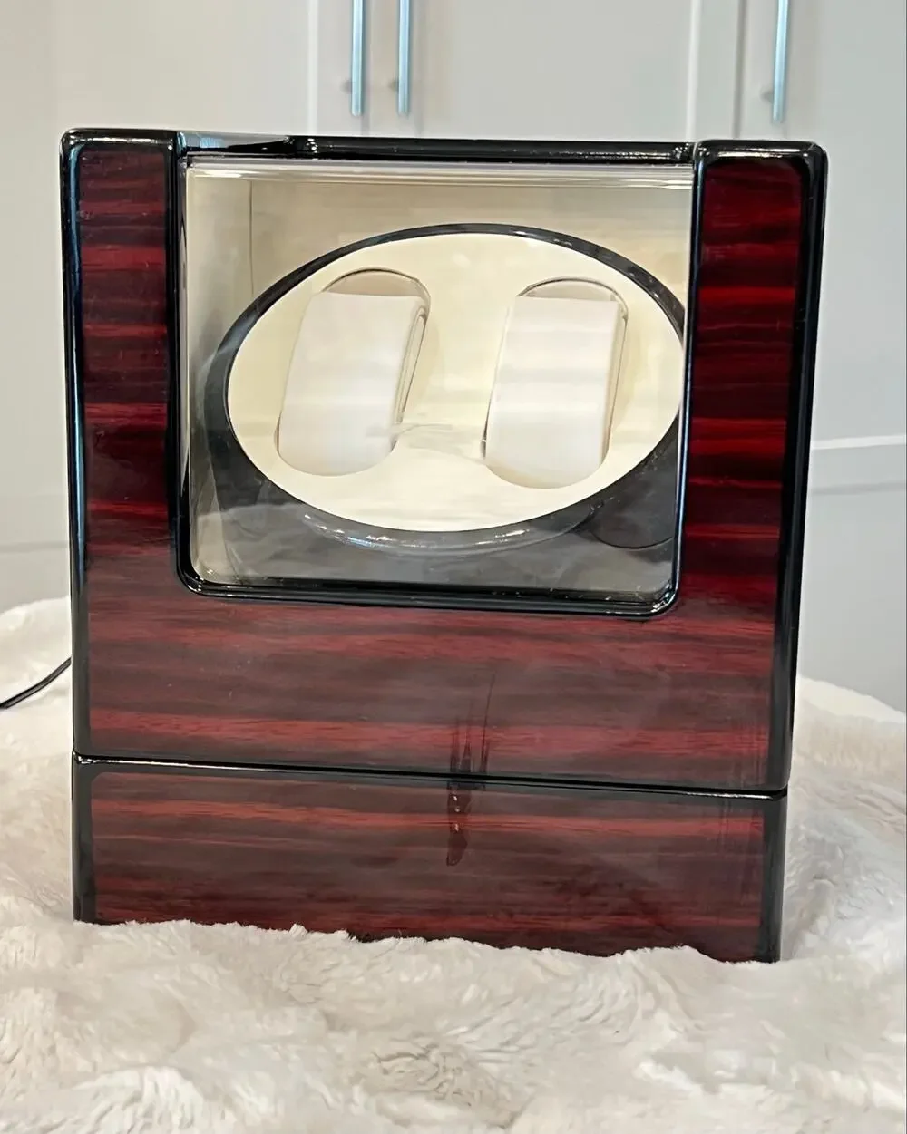 Automatic Watch Winder Box Double 2 Slot Display Storage Luxury Rototion Wooden